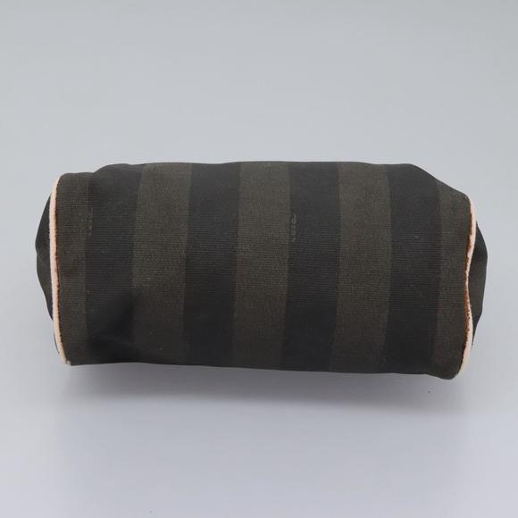 FENDI Pecan Canvas Hand Bag 2way Brown Black gold Auth th5780 - Picture 5 of 16